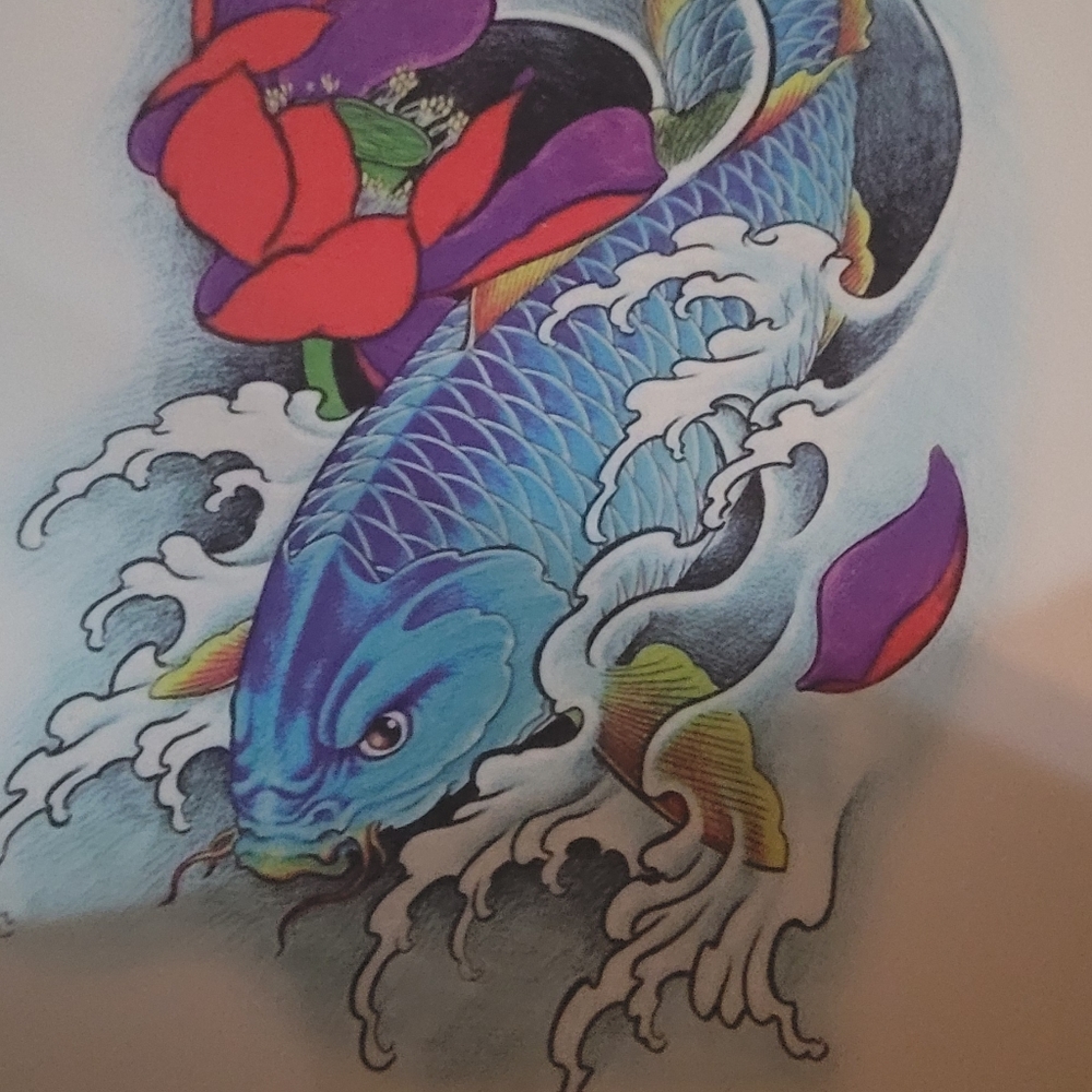 BOG2F Blue Koi Temporary body tattoo